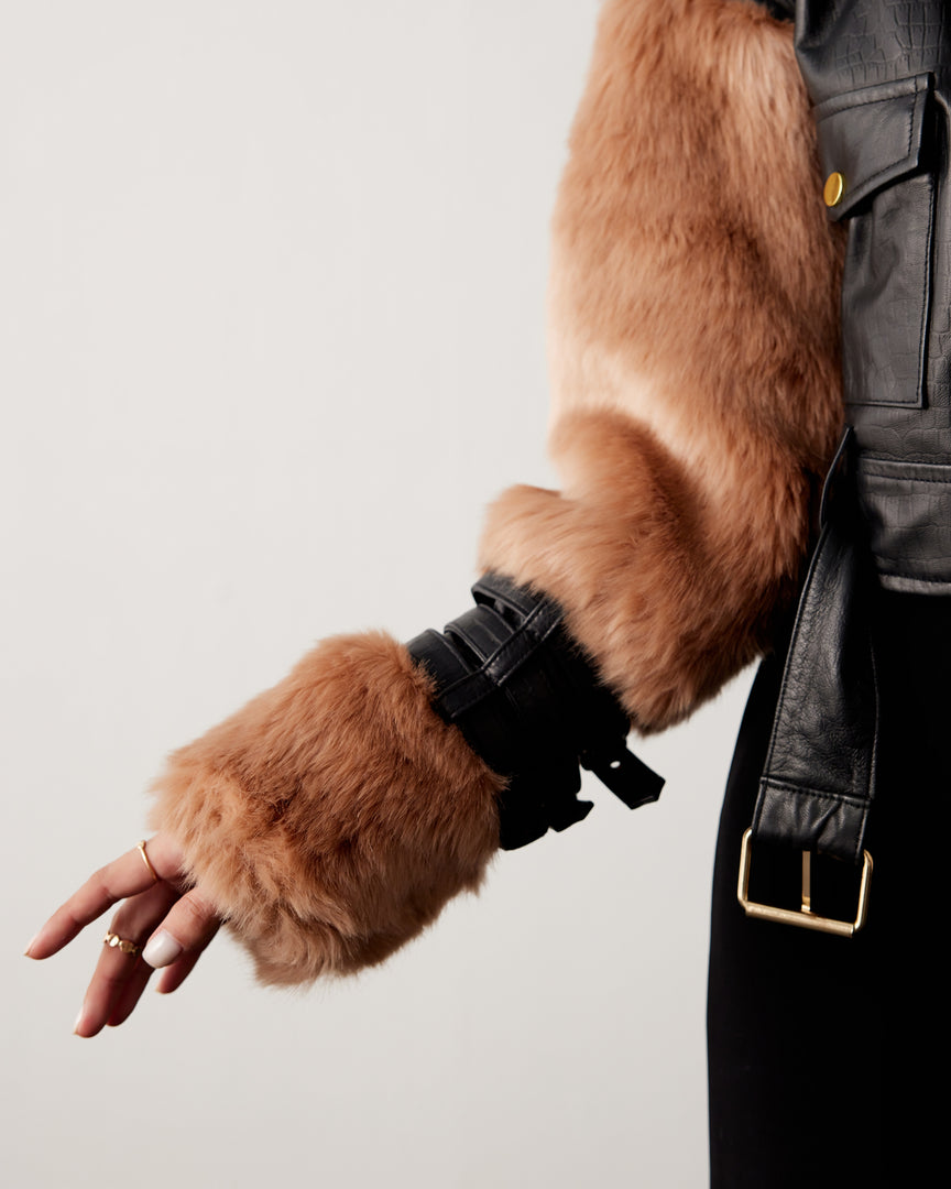 Fur on sleeves biker